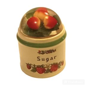 Strawberries Sugar Bowl Vintage Made In Japan With Unique Lid.